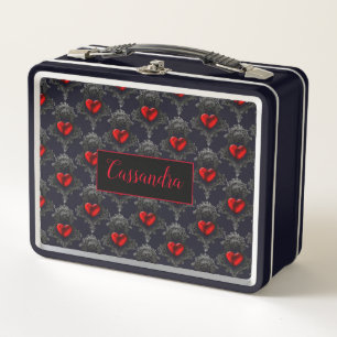 Personalisiert Red Goth Heart Metall Brotdose