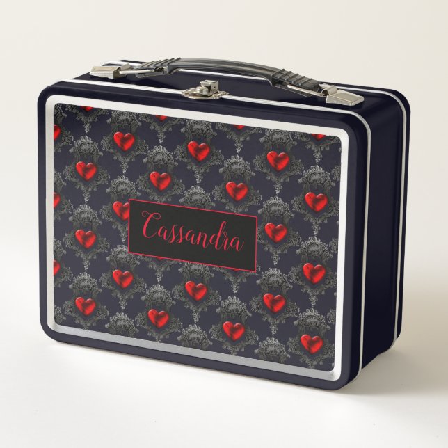 Personalisiert Red Goth Heart Metall Brotdose (Vorderseite)