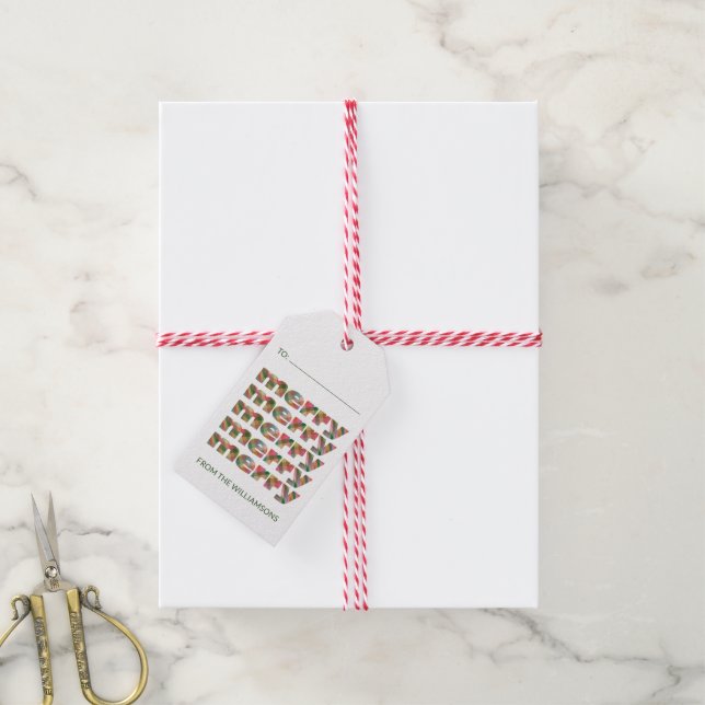 Personalisiert Red Green Kariert Frohe Weihnachten Geschenkanhänger (Mit Garn)