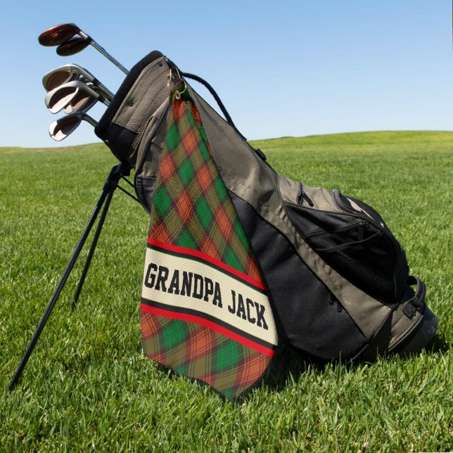 Personalisiert Red Green Kariert Tartan Golfhandtu Golfhandtuch (For the golfers!)