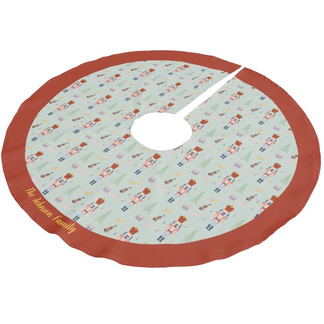 Personalisiert Red Green Nutcracker Ballettmusik Polyester Weihnachtsbaumdecke (Schrägansicht)
