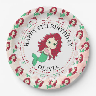 Personalisiert Red Head Mermaid Birthday Teller
