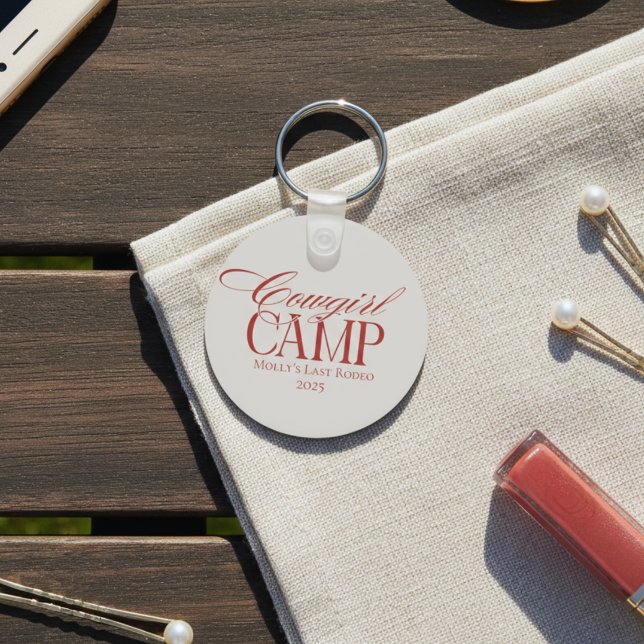 Personalisiert Red Howdy Partner Bachelorette Schlüsselanhänger (Western Cowgirl Camp Red Bachelorette Keychain)