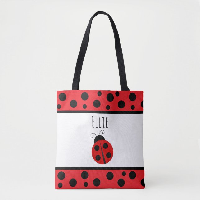 Personalisiert Red Ladybugs Bag Tasche (Vorderseite)