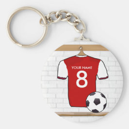 Personalisiert Red mit White Football Soccer Jerse Schlüsselanhänger