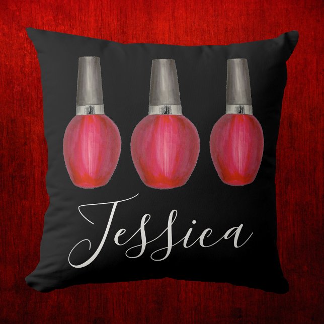 Personalisiert Red Nail Polnische Flasche Schönhei Kissen (Nail Polish Pillow)