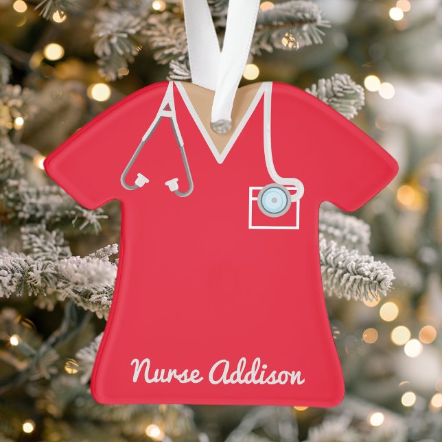 Personalisiert Red Nurse Scrubs Ornament (Von Creator hochgeladen)