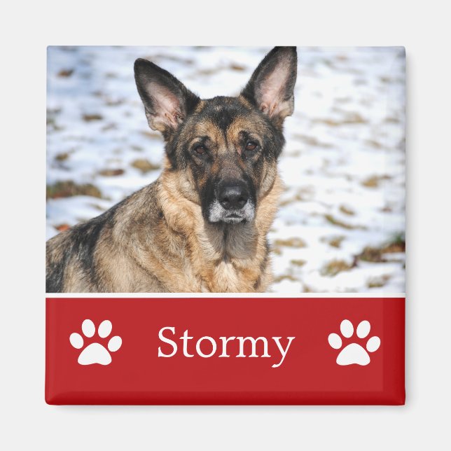 Personalisiert Red Pet Foto Magnet (Vorne)