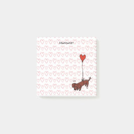 Personalisiert Red Smooth Dackel Heart Balloon Post-it Klebezettel