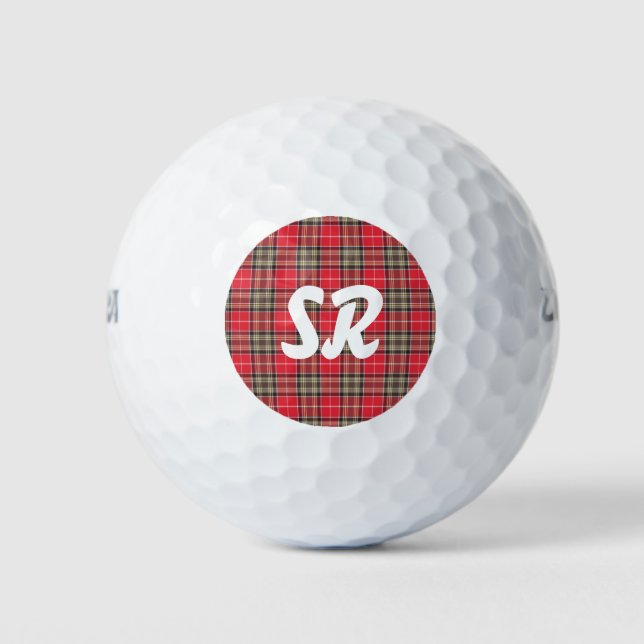 Personalisiert Red Tartan Kariert Golfball (Vorderseite)