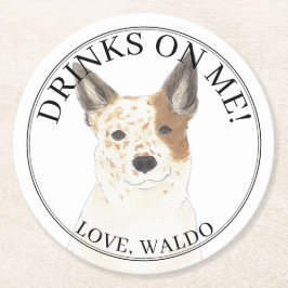 Personalisiert Red White Australian Cattledog Heel Runder Pappuntersetzer