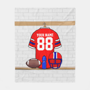 Personalisiert Red White Blue Football Jersey Fleecedecke
