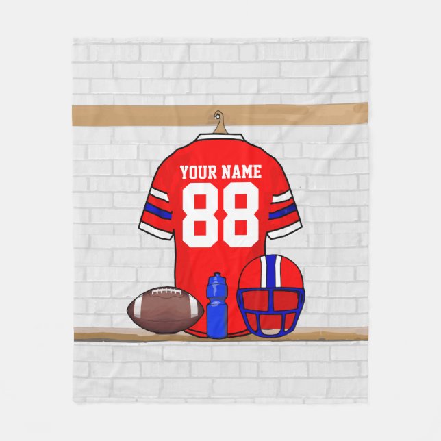 Personalisiert Red White Blue Football Jersey Fleecedecke (Vorderseite)