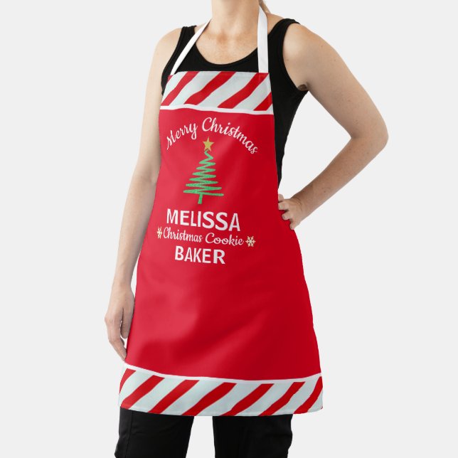 Personalisiert Red & White Candy Weihnachten Schürze (InSitu)