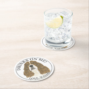 Personalisiert Red White English Springer Spaniel Runder Pappuntersetzer