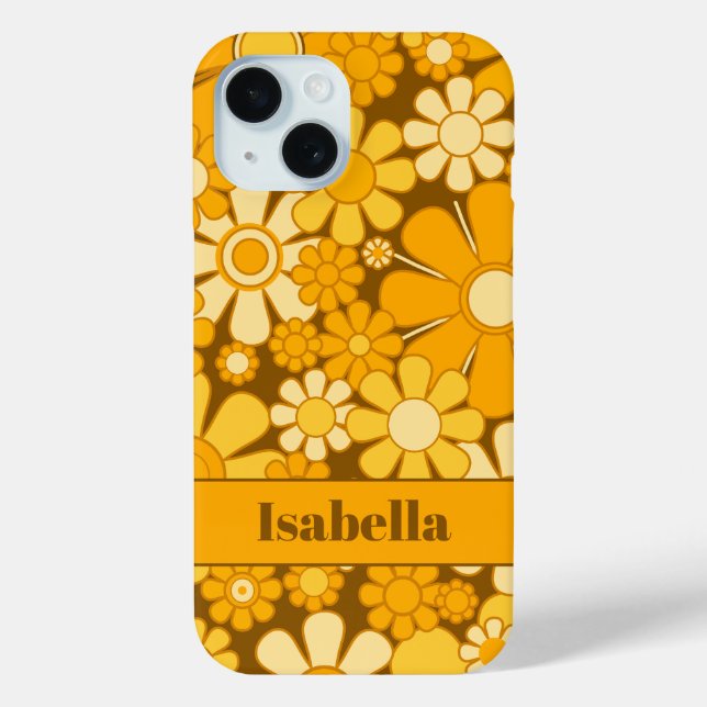 Personalisiert Retro 70er Floral Muster Case-Mate iPhone Hülle (Rückseite)