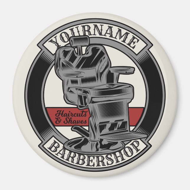 Personalisiert Retro BarberShop Barber Chair Salon Magnet (Vorne)