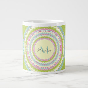 Personalisiert Retro Farbige Blume Power Monogramm Jumbo-Tasse