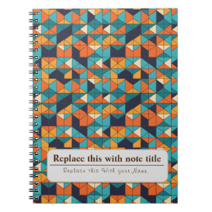Personalisiert Retro Funky Orange-Aquamarin Notizblock