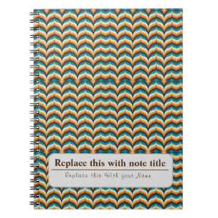 Personalisiert Retro Funky Orange-Aquamarin Notizblock