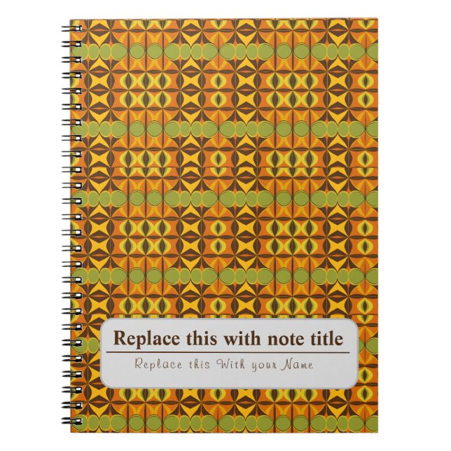 Personalisiert Retro Funky Orange-Aquamarin Notizblock (Vorderseite)