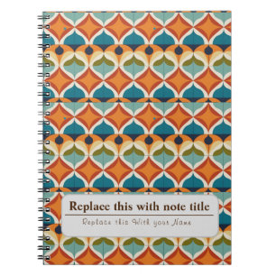 Personalisiert Retro Funky Orange-Aquamarin Notizblock