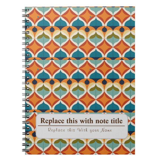 Personalisiert Retro Funky Orange-Aquamarin Notizblock (Vorderseite)