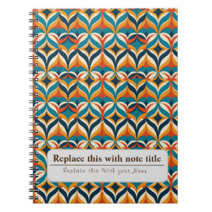 Personalisiert Retro Funky Orange-Aquamarin Notizblock