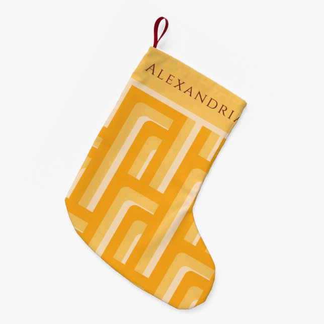 Personalisiert Retro Geometric Kleiner Weihnachtsstrumpf (Vorderansicht (hängend))