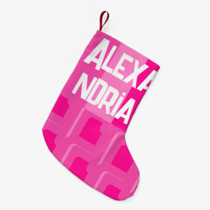 Personalisiert Retro Hot Pink Kleiner Weihnachtsstrumpf
