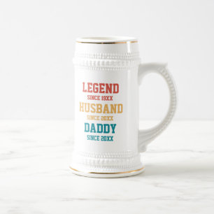 Personalisiert Retro Legend Husband Daddy Gift Bierglas