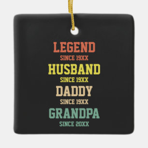 Personalisiert Retro Legend Husband Daddy Grandpa Keramikornament