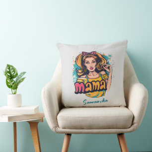 Personalisiert Retro Mama Pop Art. 10 Kissen