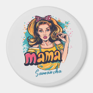 Personalisiert Retro Mama Pop Art. 10 Magnet