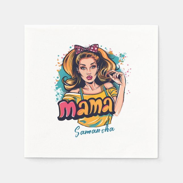 Personalisiert Retro Mama Pop Art (10) Napkins Serviette (Vorderseite)