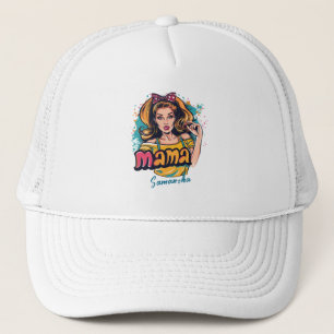 Personalisiert Retro Mama Pop Art. 10 Truckerkappe