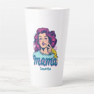 Personalisiert Retro Mama Pop Art. 11 Latte Tasse