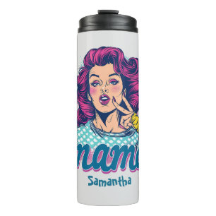 Personalisiert Retro Mama Pop Art. 11 Thermosbecher
