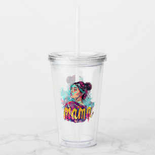Personalisiert Retro Mama Pop Art. 13 Acryltrinkbecher