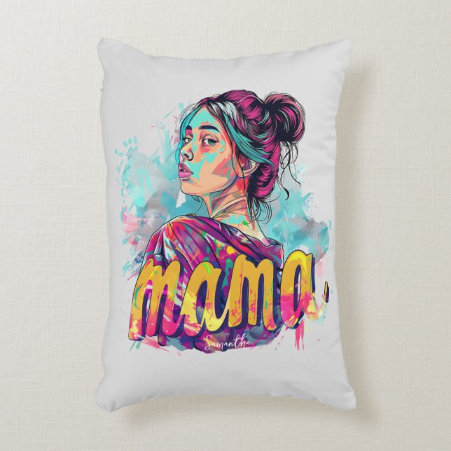 Personalisiert Retro Mama Pop Art. 13 Dekokissen (Vorderseite(Vertikal))