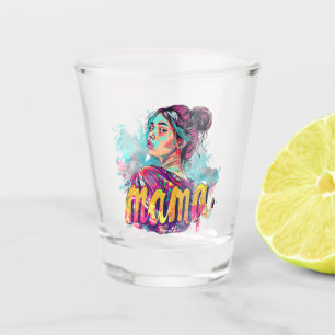 Personalisiert Retro Mama Pop Art. 13 Schnapsglas