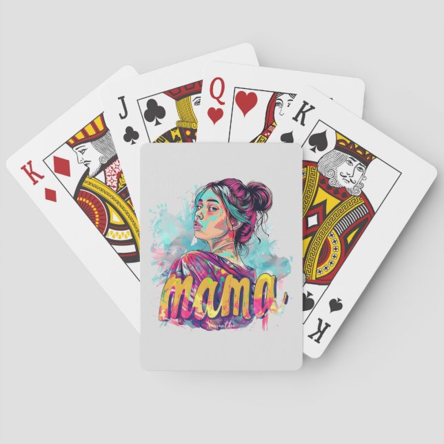 Personalisiert Retro Mama Pop Art. 13 Spielkarten (Rückseite)