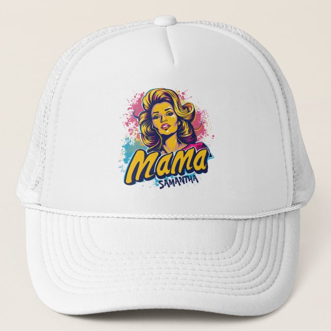 Personalisiert Retro Mama Pop Art (14) LKW-Hut Truckerkappe (Vorderseite)