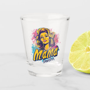 Personalisiert Retro Mama Pop Art. 14 Schnapsglas