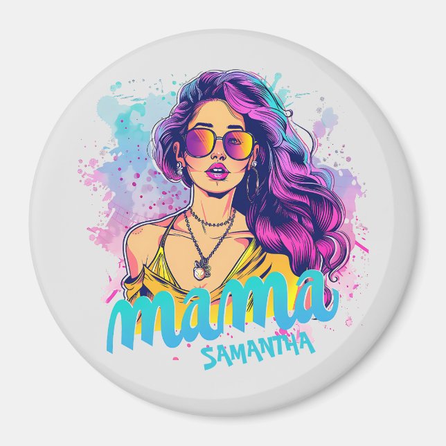 Personalisiert Retro Mama Pop Art. 15 Magnet (Vorne)