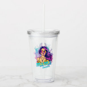 Personalisiert Retro Mama Pop Art. 17 Acryltrinkbecher