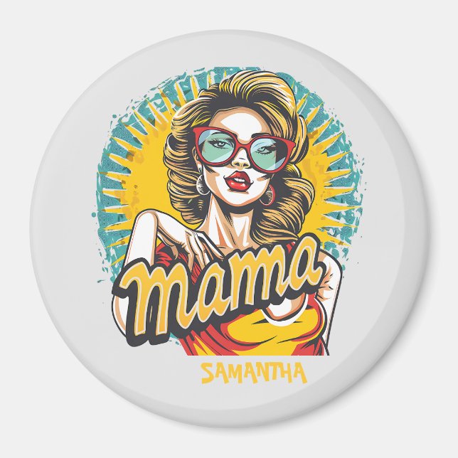 Personalisiert Retro Mama Pop Art. 17 Magnet (Vorne)