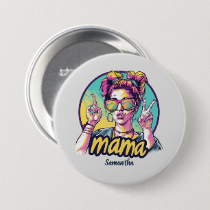 Personalisiert Retro Mama Pop Art. 19 Button