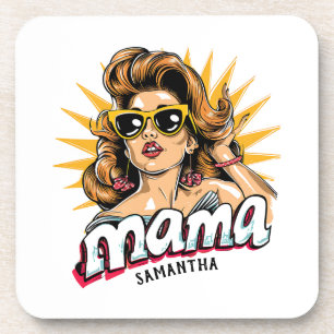 Personalisiert Retro Mama Pop Art 1 Getränkeuntersetzer