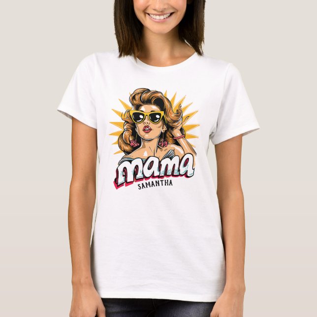 Personalisiert Retro Mama Pop Art 1 T-Shirt (Vorderseite)